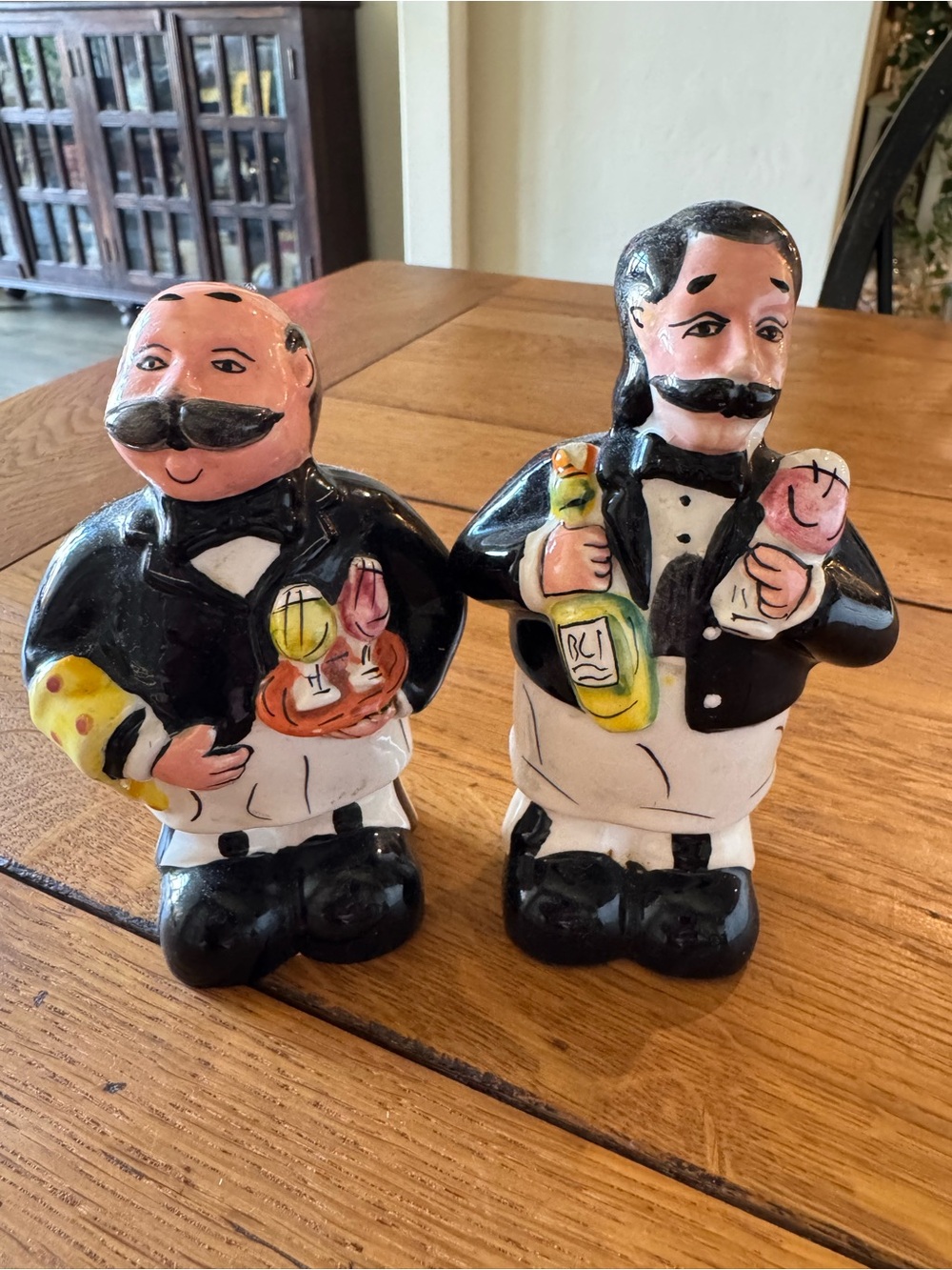 Vintage "Dinner is Served" Waiter/Butler Salt and Pepper Shaker Set